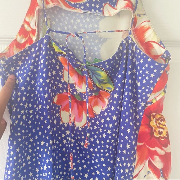 Farm Rio Blue White Star Floral Mini Dress Sz PP - Picture 4 of 7